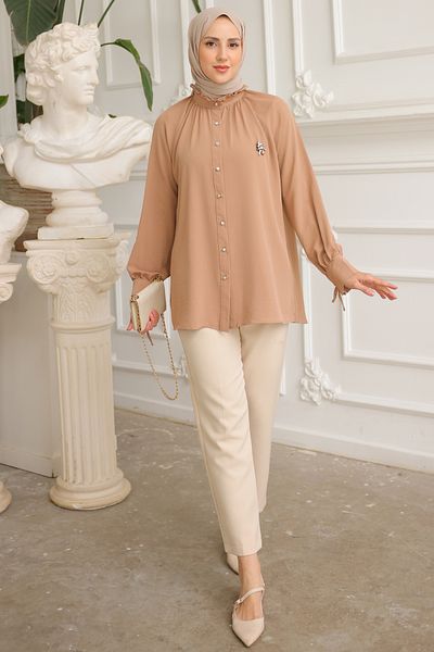benguen 61639 Brooched Shirt Mink