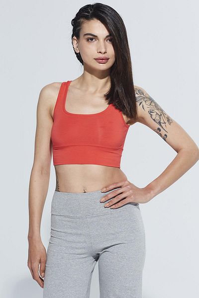 Comm-Ci Red Lori - Organic Cotton Round Neck and Cross Back Design Crop Blouse