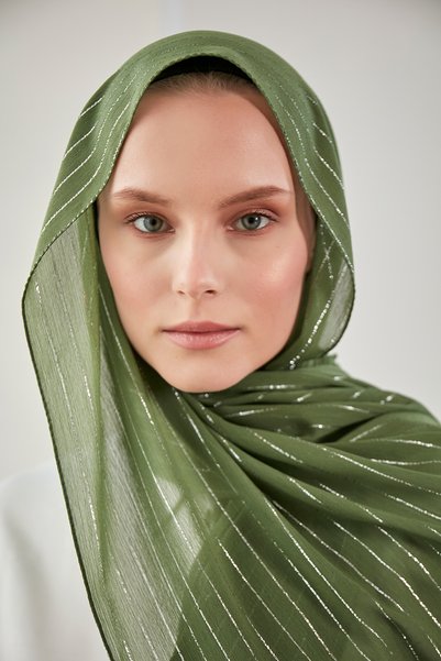 Scarf Şal Yoryo cu sclipici argintiu - kaki -