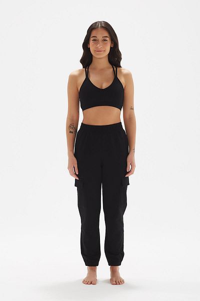 Comm-Ci Maple Black Army Organic Cotton Elastic Waist Cargo Pants