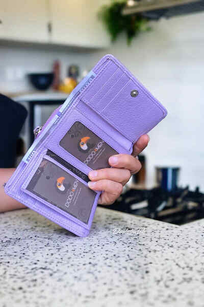 DodoButik Шкіряний жіночий гаманець ліловий