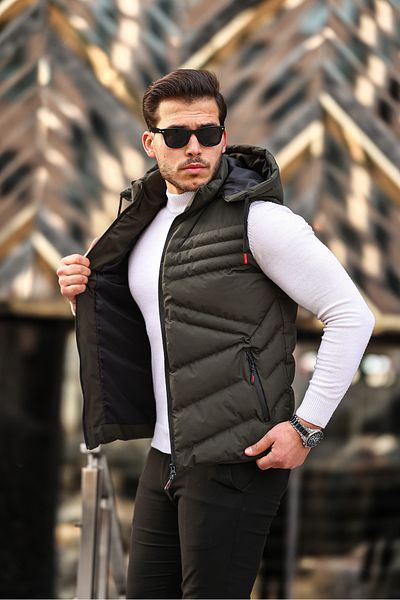 Boymen Water And Windproof Men's Hooded Vest Inflatable Vest