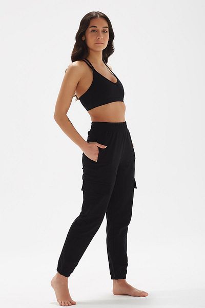 Comm-Ci Maple Black Army Organic Cotton Elastic Waist Cargo Pants