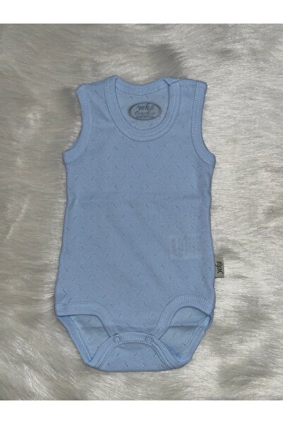 YEKA BEBE Perforated Patterned Anti-Sweat Fabric 100% Cotton Bodysuit Blue