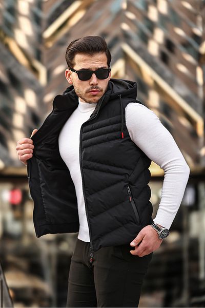 Boymen Water And Windproof Men's Hooded Vest Inflatable Vest