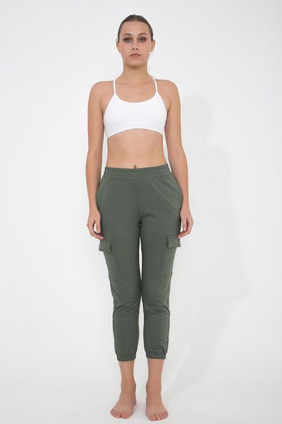 Comm-Ci Maple Green Army Organic Cotton Elastic Waist Cargo Pants