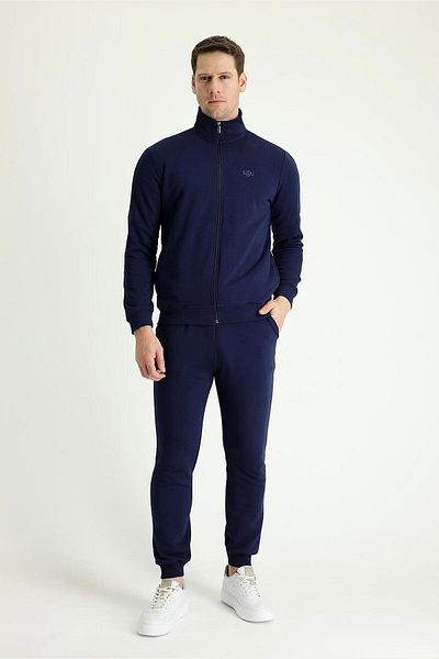 Kiğılı Men's Tracksuit Set with Stand Collar and Zipper Piping