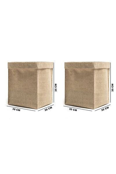 Art Bee 2-Piece Jute Basket Jute 30x30x35 Cm Natural Basket Natural Basket Suitable for Shelf, box jute basket
