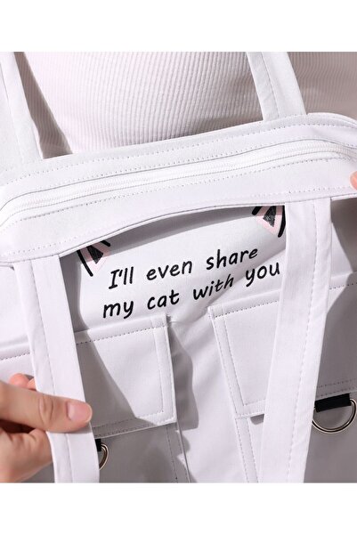 Toz Vintage Zippered Shoulder Bag with Cat Figure