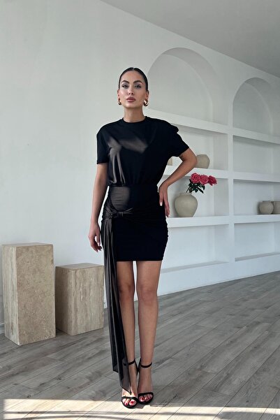 Seda Yalçın Atelier Black Premium Tulle Detailed T-shirt Dress