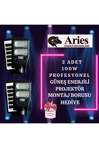 ARİES ENERJİ 2 ADET 100W GÜNEŞ ENERJİLİ PROFESYONEL ARMATÜR