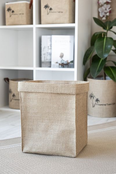 Art Bee Jute Basket Jute 30x30x35 cm Natural Basket Suitable for Shelf Natural Basket, box jute basket