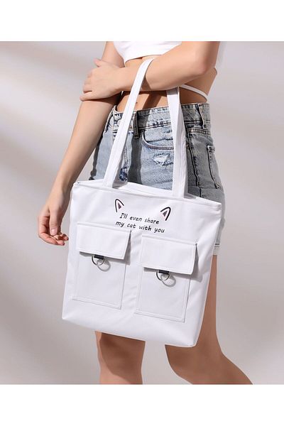 Toz Vintage Zippered Shoulder Bag with Cat Figure