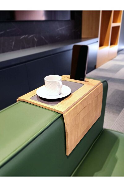 ARKITEKT EX Kolçak Tepsisi MDF 8 mm | Kaymaz Orta Alan | Bardaklık ve Telefon Standı | 50x27.8 Koltuk Üstü