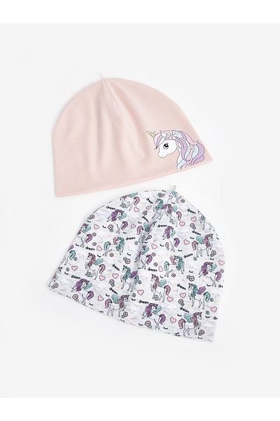 LC Waikiki Set of 2 Printed Beanies for Girls
