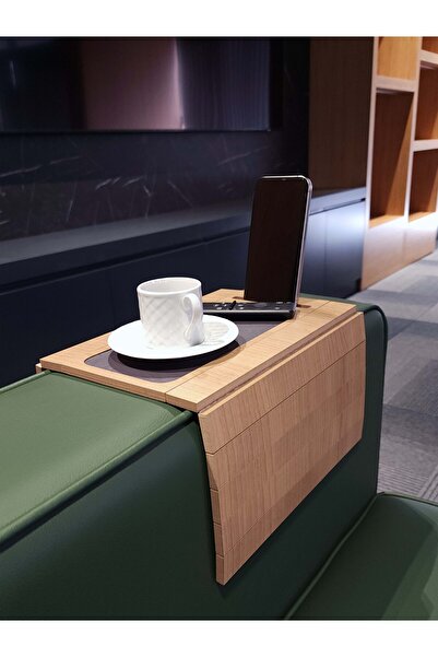 ARKITEKT EX Kolçak Tepsisi MDF 8 mm | Kaymaz Orta Alan | Bardaklık ve Telefon Standı | 50x27.8 Koltuk Üstü