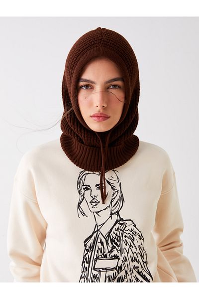 LC Waikiki Gestrickte Baskenmütze für Damen mit Spitze und Halskragen
