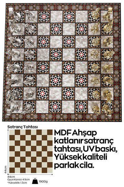 Cooper Chess Large Metal Chess Set| 44cm Mosaic Patterned Chessboard| Pegasus Mythological Antique Figured