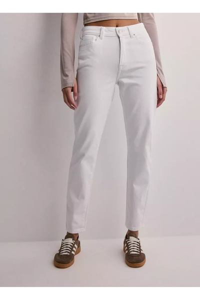 ONLY Yüksek Bel Dar Paça Normal Beyaz Kadın Denim Pantolon ONLEMILY STRETCH H...