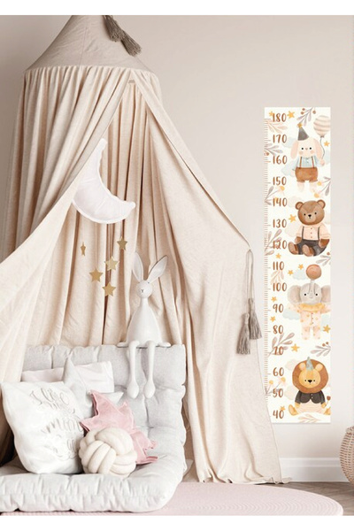 WALLHUMAN Komik Hayvanlar Boy Ölçer Çocuk Odası Duvar Stickerı