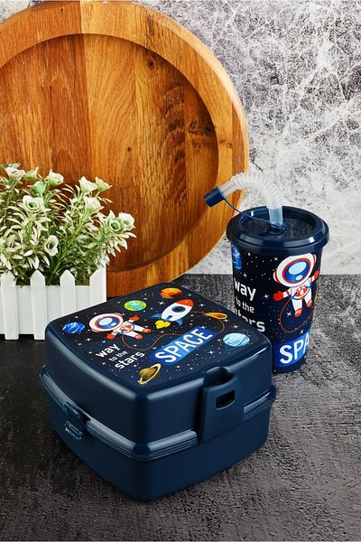 Cosiness Two-Layer Lunch Box + Cup with Lid and Straw 400 ml