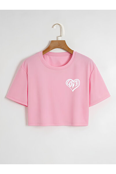 Mad&Calf Ženska ljubav Štampano 0 Ovratnik Skraćeni kroj Oversize kroj T-shirt