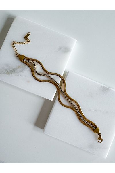 CHARMLUCKY Steel 3-Piece Stoned Bracelet
