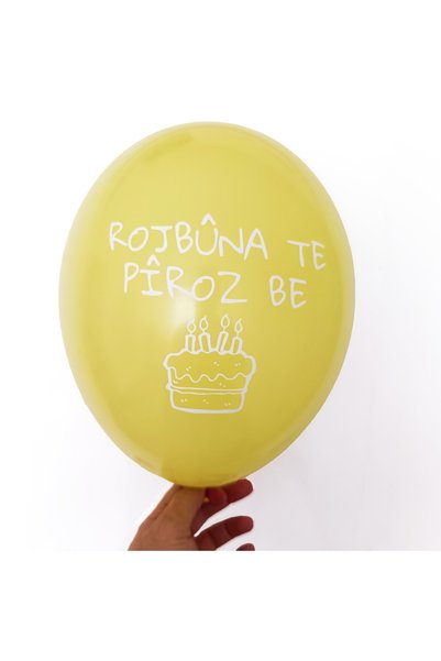 ZERYA Kürtçe Doğum Günü Balonu - Karışık Renkli (20 adet) - Rojbuna Te Piroz Be 12 inç - 30 cm