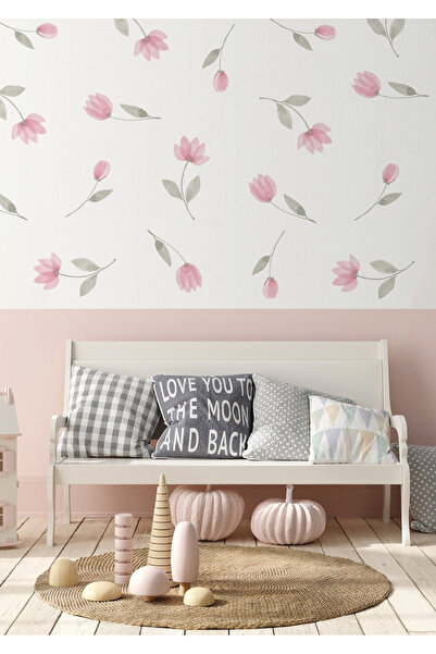 WALLHUMAN Autocolant de perete pentru camera copiilor cu flori abstracte