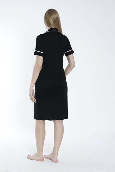 Miss Dünya Lissa Düğmeli Şerit Detaylı Hamile ve Lohusa Gecelik