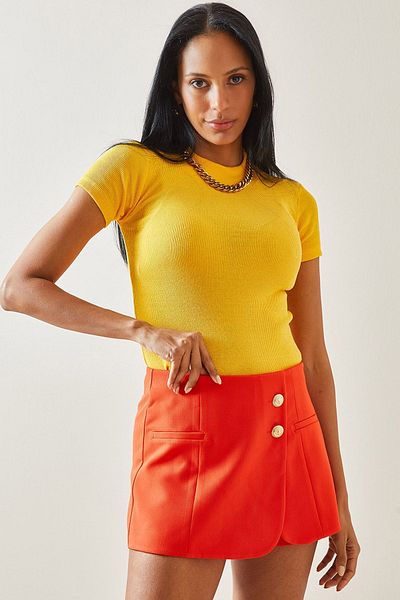 XHAN Yellow Turtleneck Camisole T-shirt 5YXK1-48295-10