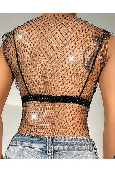 NOCHE DRESS بلوزة شبكية - بتفاصيل حجرية
