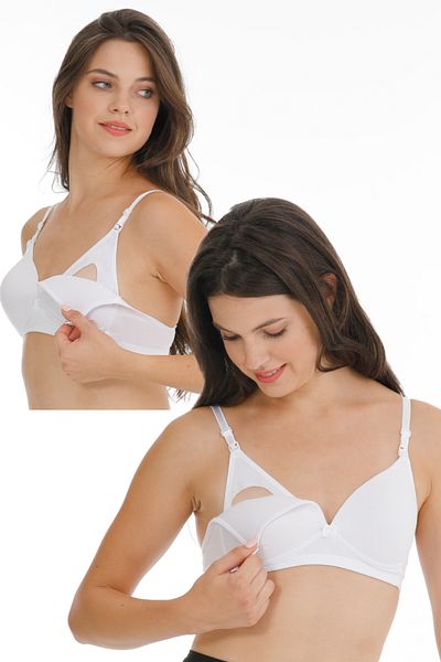 par lingerie pl Sutien de alăptare acoperit în modal de maternitate, 2 piese, alb