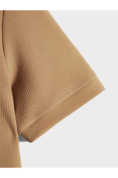 COOL TARZ Men's Brown Waffle Fabric Regular Polo Collar T-Shirt