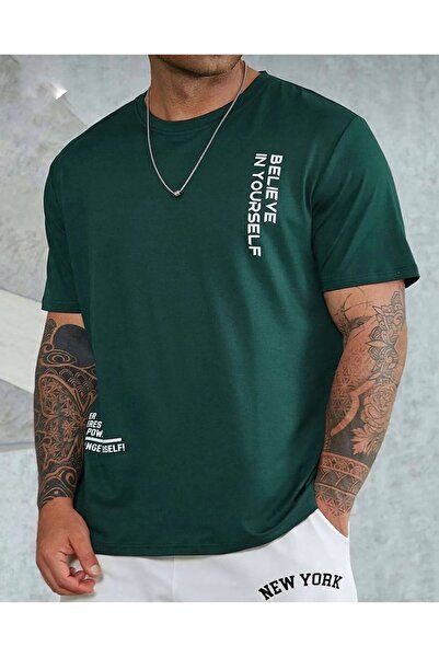 LOUİSA Tricou supradimensionat unisex verde smarald, cu imprimeu Believe in Y...