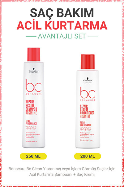 Bonacure BC Clean Acil Kurtarma Şampuanı + Saç Kremi - Yıpranmış veya İşlem G...