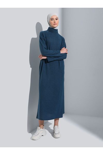 Benin Hijab Comfortable Cut Dress - Petrol - Benin
