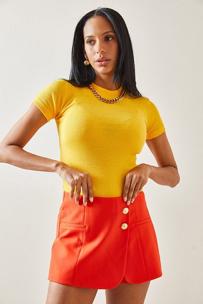 XHAN Yellow Turtleneck Camisole T-shirt 5YXK1-48295-10