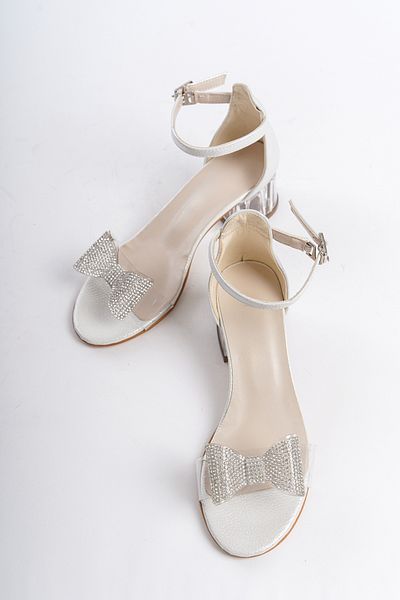 owwox club Owwox Kids; Girl's, Pearl, Jewelled Bow Detailed Transparent Heeled Shoes