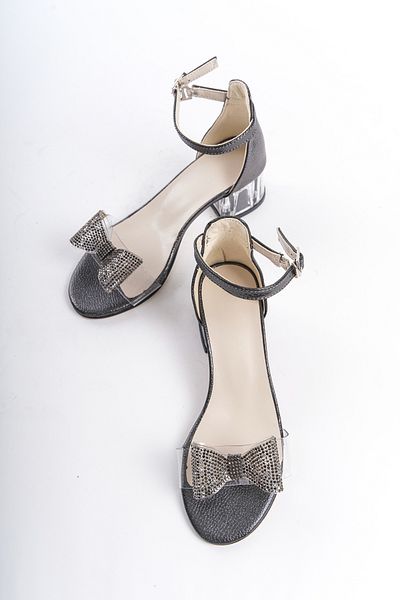 owwox club Owwox Kids; Girl's, Olatin, Transparent Heeled Shoes with Rhinestoned Bow Detail