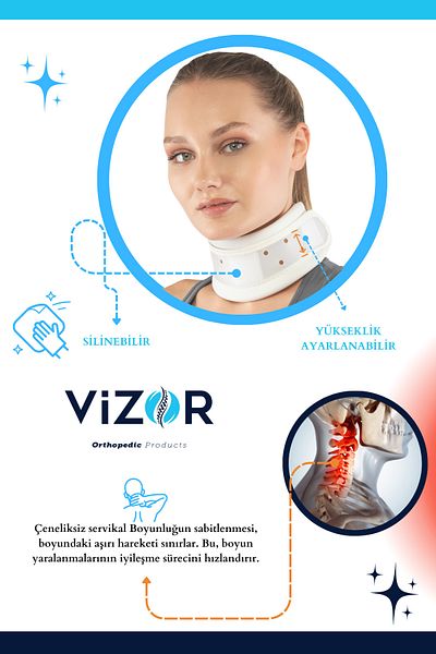 VİZOR Chinless Cervical Neck Collar Limescale Neck Hernia Height Adjustable Neck Collar
