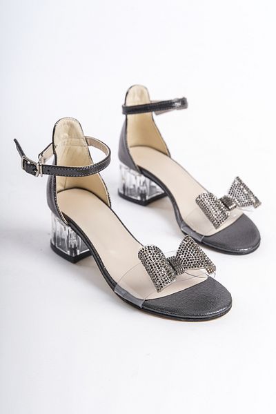 owwox club Owwox Kids; Girl's, Olatin, Transparent Heeled Shoes with Rhinestoned Bow Detail
