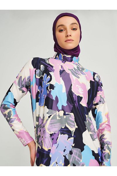 ALFASA Χαλαρό μοτίβο Battal Hijab μαγιό