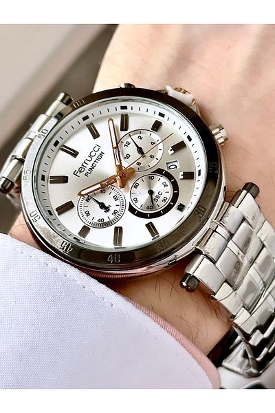 Ferrucci Men's Multifunctional Metal Band Wristwatch