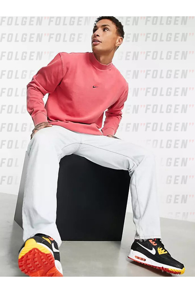 Nike Premium Essentials Washed Heavyweight Mockneck Long Sleeve Burgundy Pamuklu Sweatshirt Hoodie