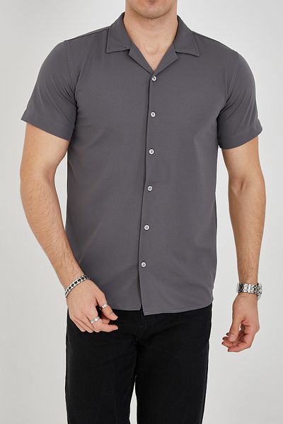 ENZİM JEANS Men's Slim Fit Polycotton Short Sleeve Shirt