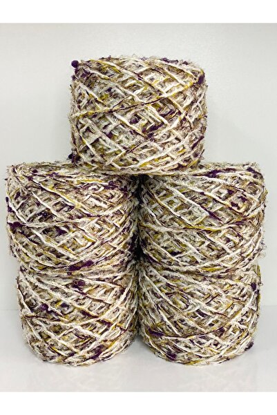 göçer Buchet tricotat manual cu sclipici aurii multicolore 530 gr