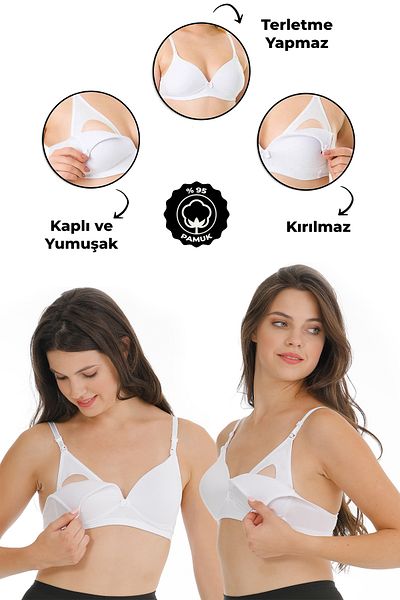 par lingerie pl Sutien de alăptare acoperit în modal de maternitate, 2 piese, alb