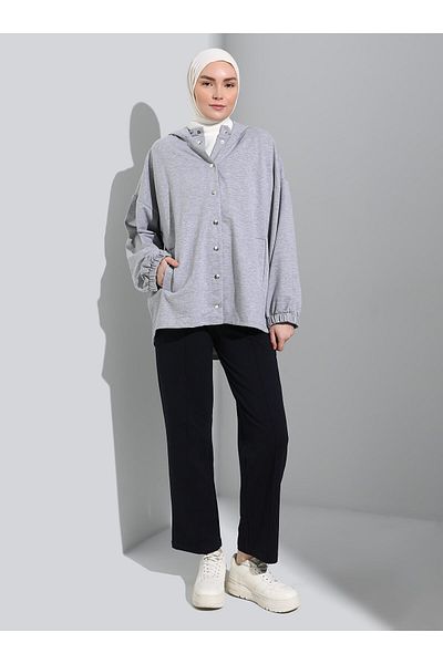 Benin Gray Melange Hooded Snap Cap - Benin