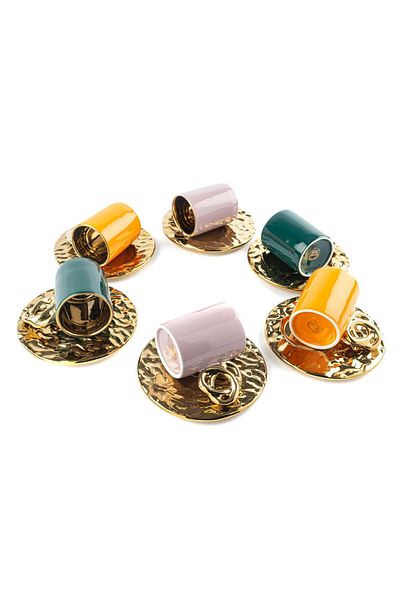 Mikasa Moor Lalin Colored Gold Set of 6 Coffee Cups 90cc